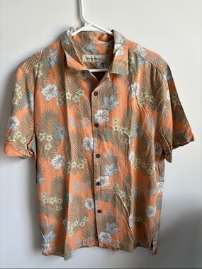 Tommy Bahama Orange Floral Camp-Collar Button-Up Shirt
